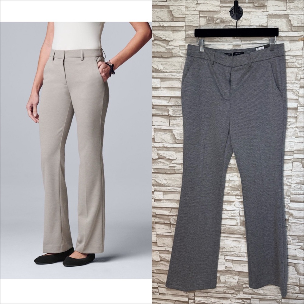 Simply Vera Vera Wang 12 Women's Flare High Rise Trousers Pants